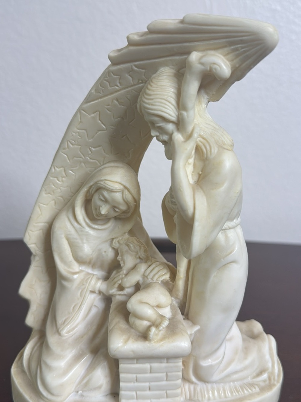 Vintage Ivory Nativity Figurine Home Art Sculpture